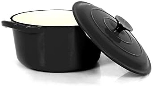 Echtwerk Schmortopf aus Gusseisen mit Emaille-Beschichtung, Gusseisentopf, Bräter mit Deckel, Brotbacktopf rund, Für Backöfen, Grill, BBQ und Induktion geeignet, Schwarz, 3,5 L, Ø 22,5 cm, Groß
