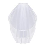 Wedding Veil,White Bridal Veil with Comb, 3 Tier Ribbon Edge with Pearl Center Cascade for Bachelorette Party