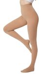 CozyWow Women's 80 Denier Solid Color Soft Opaque Footed Tights Suntan S-M