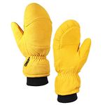 SKYDEER Full Genuine Deerskin Suede Leather Mittens with Pile Lining, Winter Gloves for Cold Weather Work and Ski (SD8677M/M)