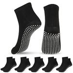 YUFFQOPC 5 Pairs Unisex Non Slip Skid Socks, Silicone Dot Grip Socks Set Anti Slip Barre Socks Sticky Socks for Yoga Home Workout Barre Pilates Pregnancy Hospital Maternity Adults Men Women in Black