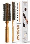 RUBAB MEN Natural Bristle Round Hair Brush Roller Comb For Men & Women| Sturdy Wooden Handle & Superior Brisles for Hairstyling, Blow Dry, Add Volume, Curling & Straightening Hairs