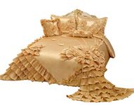 Octorose Royalty Oversize Wedding Bedding Bedspread Quilts Set (Gold, King)