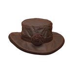 WALKER AND HAWKES - Ladies Wax Windsor Rose Hat w/Flower Detail - Brown - M/L