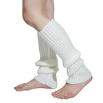 Panfurco White Leg Warmers For Women 80s, Cable Knit Ankle Leg Warmers Girls Ladies Ice Skating Dance（White）