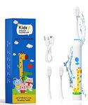 US1984 Sonic Electric Toothbrush for Kids with 5 Modes, 3 Brush Heads & Rechargeable Battery, Ultra Soft Nylon Bristles, IPX7 Waterproof, Electric Power Tooth brush (White)