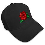 Speedy Pros Rose Flower Embroidery Adjustable Structured Baseball Hat Black