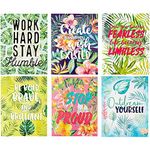 Two Pocket Folders Bulk – 12-Pack Letter Size File Folders, 6 Motivational Designs for Students, Tropical Palm Trees Print, School Folders with Pockets, 12 x 9.25 Inches