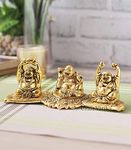 CraftVatika Metal Laughing Buddha Statue for Money, Wealth, Fengshui Vastu and Good Luck (Golden, 7.5 Inches Length x 2.8 Inches Height x 3 Inches Width)