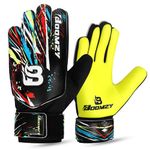 ZASH Goalkeeper Gloves for Kids, Youth & Adult Football Soccer Goalie Gloves with 4-mm Latex Palm and Double Wrist Protection (Yellow Fluroscent, Size 4 Suitable for 6 to 9 Years Old)