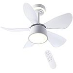 Kayleik Low Profile Ceiling Fan with Lights, 30 Inch White Ceiling Fan with Lights and Remote Control, Quiet DC Motor, Small Ceiling Fan for Bedroom Dining Room Kitchen Living Room