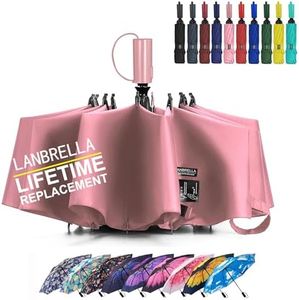 LANBRELLA Umbrella Compact Inverted Folding Umbrellas Auto Open Auto Close - C2.5 Pink
