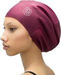 SOUL CAP – Large Swimming Cap for Long Hair - Designed for Long Hair, Dreadlocks, Weaves, Hair Extensions, Braids, Curls & Afros - Women & Men - Silicone (Burgundy, Large)