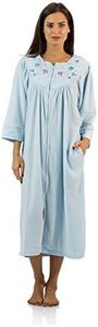 Casual Nights Women's Zipper Front Jacquard Fleece Long Robe Duster - Blue - X-Large