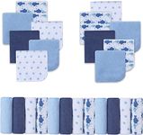 Viviland Baby Washcloths, Super Soft Baby Towels Care for Baby's Sensitive Skin, 24 Pack Kids Body Wash Face Cloth for Baby Boy, Bath Towel for Newborn and Infants, Dark Blue-Whale Pattern 9 x 9 inch