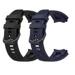 Hinq Smart Watch Strap Soft Silicone Sport Bands Compatible with Amazfit T-Rex/T-Rex Pro/T-Rex 2 (Pack of 2) (Black/Blue, T-Rex-2)