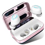 Wireless Earbuds, Bluetooth 5.0 Earbuds 140H Playtime, Bluetooth Headphones TWS Stereo Noise Cancelling Wireless Earphones in Ear with Mic, USB-C Charging, IP7 Waterproof Headset for Sports Rose Gold