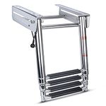 Marinebaby 4 Step Ladder Under Platform Telescoping Slide Mount Boat Boarding Ladder, 316 Stainless Steel Heavy Duty Marine Ladder 600lb…