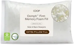 Coop Home Goods Extra Oomph Firm Fill, Shredded Memory Foam, 1/2 Pound Bag, Refill to Customize Your Premium Adjustable Pillow, GREENGUARD Gold and CertiPUR-US Certified