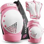 SKATEWIZ Inline Pads Adult Inline Skates Women's Knee Pads – Protectors Inline Skates Adults – Protectors Protection Hand Protectors – Knee and Elbow Pads Children – Smash Size L in Pink White