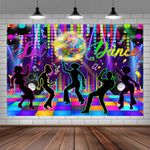 Disco 70S Party Decorations Backdrop Dance Music Theme Birthday Party Supplies Photo Booth Background, Neon 80s 90s Disco Ball Dancing Party Decor Colorful Backdrop Studio Props 8X6FT