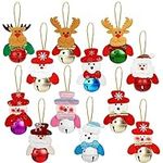 Belle Vous 12 Pack of Christmas Tree Jingle Bells Plush Ornaments - Santa Claus, Snowman, Reindeer, Bear, Elk & Other Hanging Dolls - Xmas Tree/Door Pendants for Home or Holiday Party Decoration