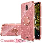 for Nokia C100 Case, nancheng Phone Case for Women Glitter Cute Luxury Soft TPU Silicone Clear Cover with Ring Kickstand Bumper Shockproof Full Body Protection Case for Nokia C100 N152DL - Rose Gold
