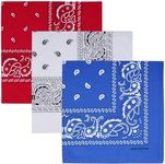 Raylarnia Bandana Multi-Purpose 100% Cotton Headbands for Women, 22 inch Paisley Cowboy Bandanas for Men