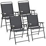 Giantex Set of 4 Folding Patio Chairs, Patio Dining Chairs, Sling Back Chairs for Garden, Backyard, Lawn, No Assembly (4)