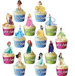 AK Giftshop PRE-CUT Girls/Princess Cup Cake Toppers Decorations (Pack of 14)