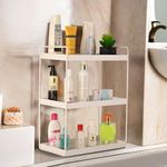 Kuber Industries 3-Tier Rust-Resistant Bathroom Organiser Stand | Space-Saving Bathroom Racks and Shelves for Soap, Shampoo & Toiletry Storage | White