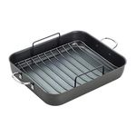 T-fal Ultimate Hard Anodized Nonstick Roasting Pan 16 Inchx13 Inch Roaster Pan, Pots and Pans, Cookware Black