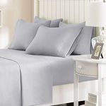 Comfort Spaces CS20-0121 Ultra Soft Hypoallergenic Microfiber 6 Piece Set, Wrinkle Fade Resistant Sheets with Pillow Cases Bedding, Queen, Light Gray