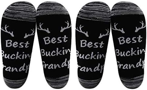LEVLO Dad Sock Gift Hunting Season Gifts Best Bucking Dad/ Grandpa Socks for Husband Father Papa Socks Deer Gift (2 Pairs/Set - Mid Calf - Grandpa)