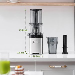 AMZCHEF Cold Press Juicer – Stainless Steel, Large Feed Chute, Easy Clean