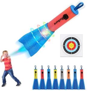 Slingshot Finger Rockets, 8 Pack LED Foam Rocket Launchers, Soars Up to 100 Feet, Outdoor Indoor Camping Game Activities, Birthday Halloween Christmas Party Favor Gifts Toys for Kids Age 4 5 6 7 8 9 +