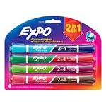 EXPO 1944656 2-in-1 Dry Erase Markers, Chisel Tip, Assorted, 4-Count