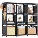 Mavivegue Bookshelf, 9 Cube Storage Organizer,Book Shelf Organizer,Tall Bookcase Shelf,Black Cube Shelf for Bedroom,Home Office-Black