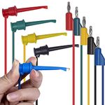 BOCEUC Test Hook Clips 4mm Stackable Banana Plug to Mini SMD Grabber Cable Wire Leads for Multimeter Electrical Testing(5 PCS)