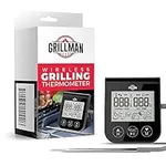 Grillman Digital Meat Thermometer with Leave-in Stainless Steel Probe and Timer for Grills, Smokers and Kitchen Ovens - Preset for Beef, Pork, Poultry and Fish or Set Cooking Times and Target Temps