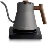 POLIVIAR Electric Gooseneck Kettle, 1200W Electric Tea Kettle w/teak wood handle, 34oz Pour Over Electric Kettle for Coffee & Tea, 18/8 Stainless Steel Inner, Temperature Control & Rapid Heating