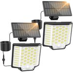 Solar Motion Sensor Lights Outdoor, Collasis 3 Modes LED Solar Flood Lights,Large Separate Solar Panel with 16.4ft Cable, 270°Wide Angle, IP65 Waterproof Solar Security Lights for Outside-2 Pack