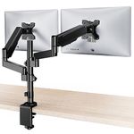 WALI Premium Dual LCD Monitor Desk Mount Fully Adjustable Gas Spring Stand for Display up to 32", 17.6lbs Capacity (GSDM002), Black