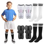 Soccer Shin Guards for Kids Youth, Shin Pads and Long Soccer Socks for Shoe Size 30-37 Boys Girls Toddler Children Teenagers,for Football Games, Soccer Equipment(Size:2 Pairs Shin Guards & Socks)