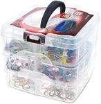 Juvale 3 Tier Stackable Storage Containers with Adjustable Compartments for Beads, Sewing Accessories, Arts and Crafts Supplies (6 x 6 x 5 In)