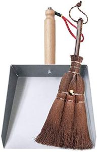 OAKART Mini Metal Dustpan and Brush Set Handmade Natural Bristle Hand Broom