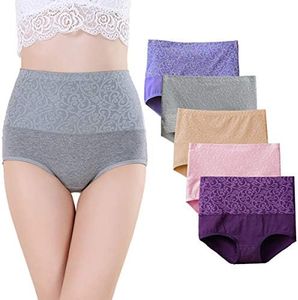 Women's High Waist Panties Tummy Control Briefs Cotton Underwear No Muffin Top - - X-Large