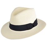 PAPER STRAW CRUSHABLE FOLDABLE SUMMER PANAMA FEDORA HAT WITH BAND IN 6COLOURS (XLARGE(61CM), CREAM)
