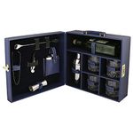 Anything & Everything Bar Set | Portable Leatherette Bar Set | Wine Case | Whisky Case | Wooden Bar Set for Picnic | Portable Bar Accessories Set (Holds 01 Bottle & 04 Whisky Glasses) (Blue & Blue)