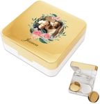 LRITER Contact Lens Case, Portable with Mirror, a Variety of Patterns and Shapes to Choose from, Auitable for Daily Makeup Office Travel Outdoor Use (Customized eyeglass case B)